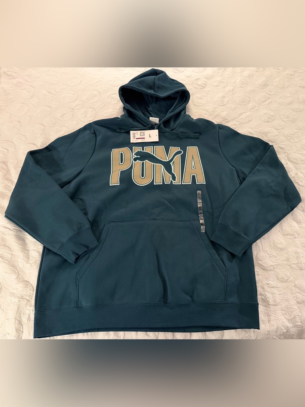 Puma Essentials Overlap Hoodie Green Long Sleeve Pullover Logo NWT Men’s XXL